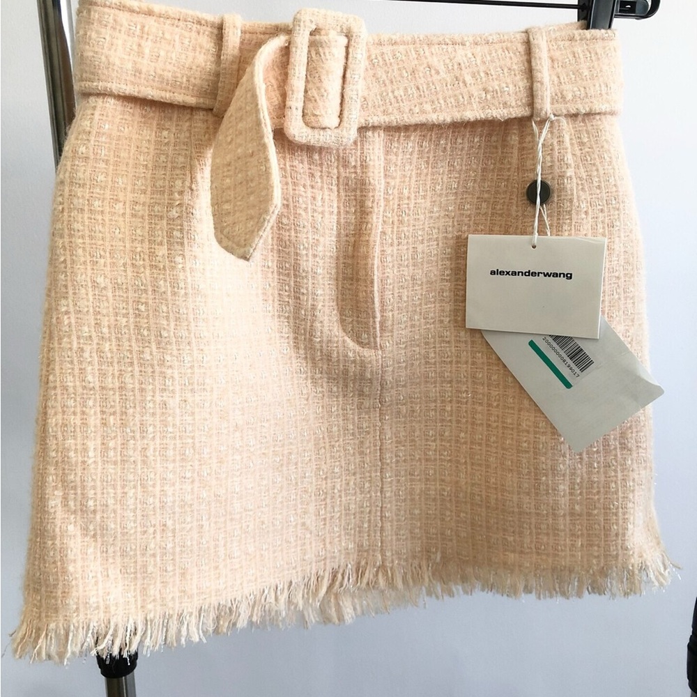 🚩steal authentic Alexander Wang Tan Textured Mini Skirt